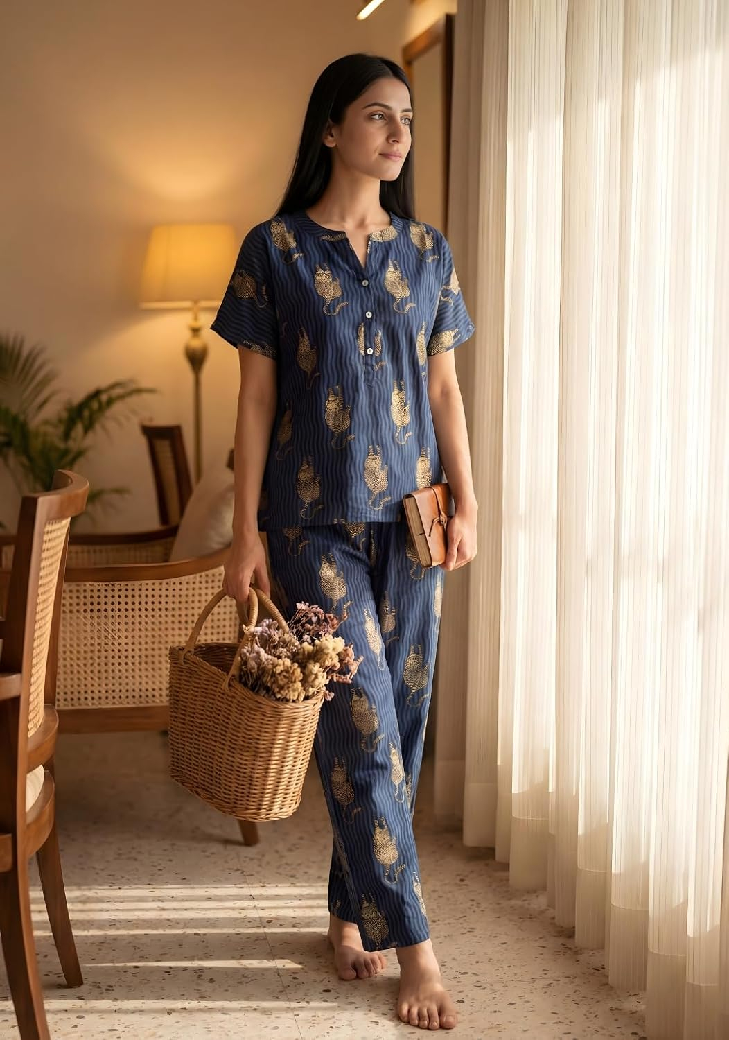 Women Pure Cotton Printed Pajama Set - Image 28
