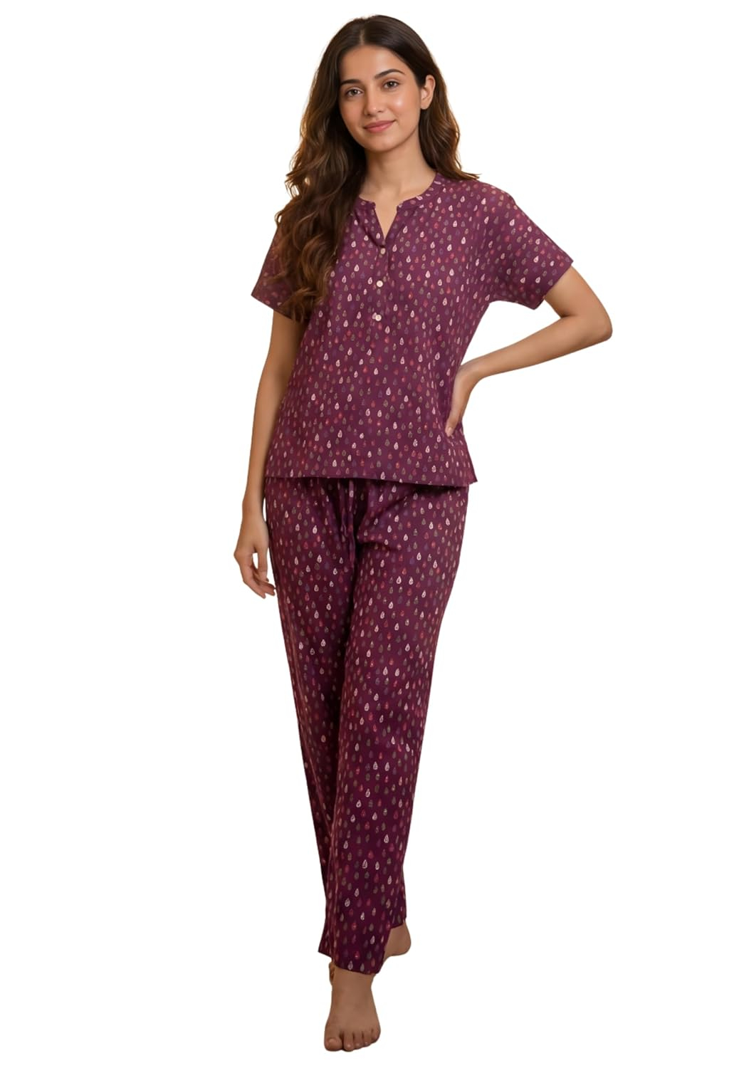 Women Pure Cotton Printed Pajama Set - Image 29