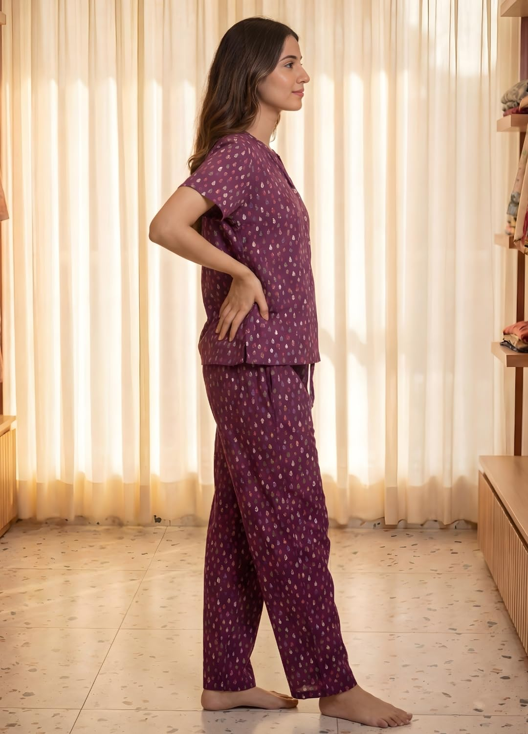Women Pure Cotton Printed Pajama Set - Image 31