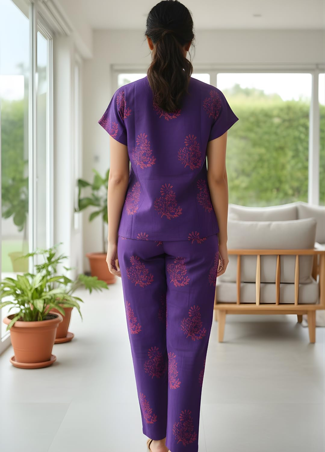 Women Pure Cotton Printed Pajama Set - Image 37