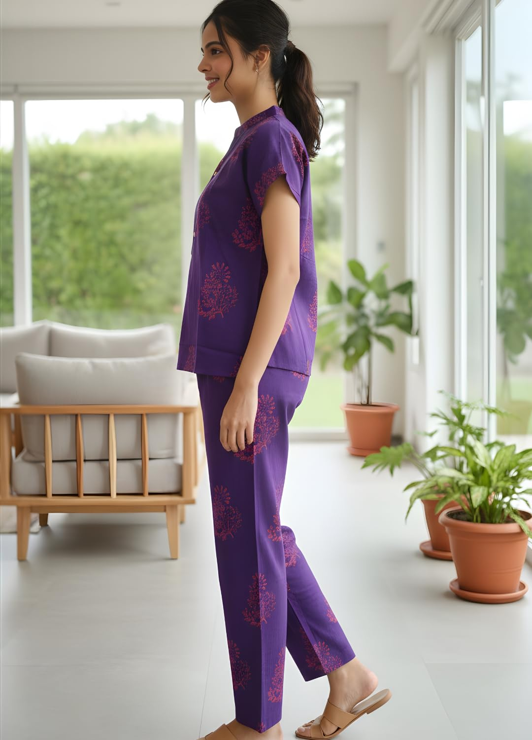 Women Pure Cotton Printed Pajama Set - Image 38