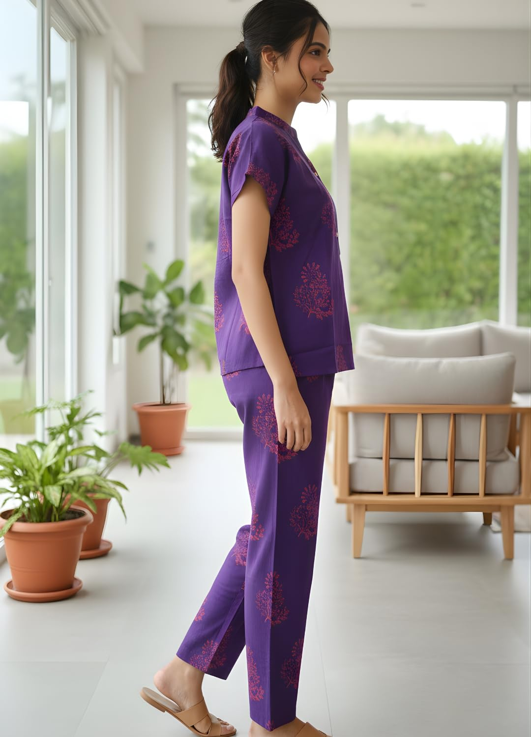 Women Pure Cotton Printed Pajama Set - Image 39