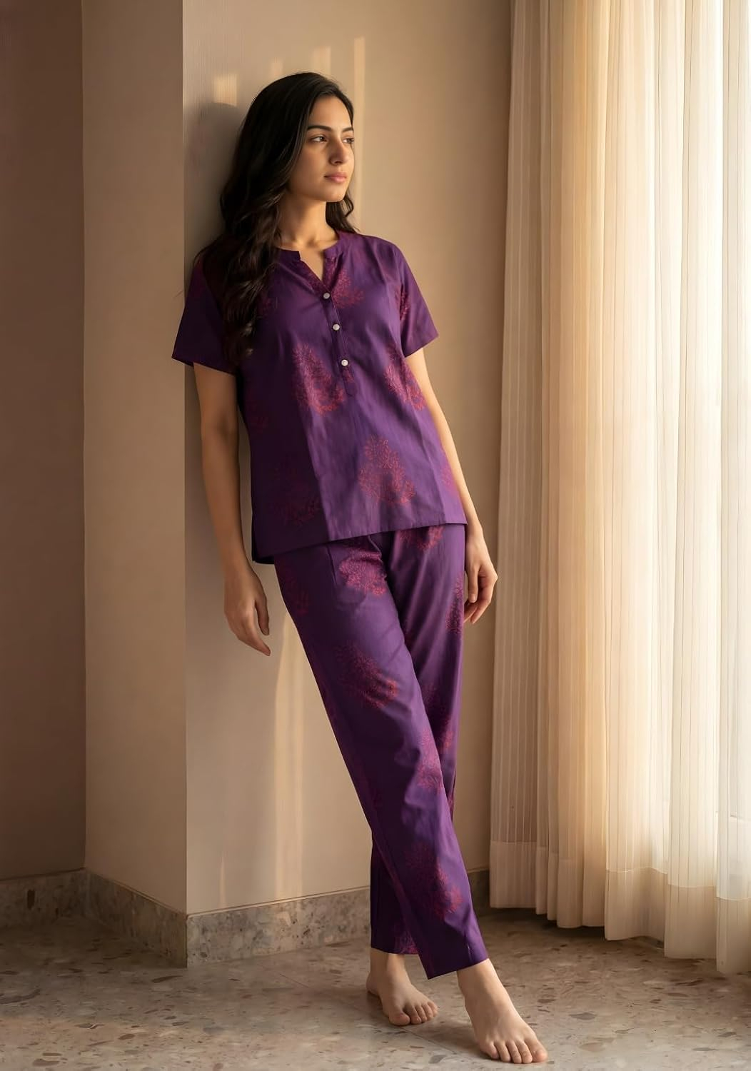 Women Pure Cotton Printed Pajama Set - Image 42