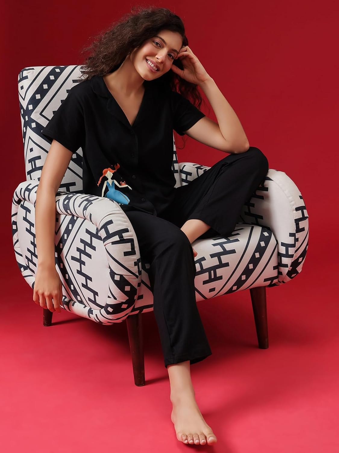 Women Cotton Button Down Pyjama Night Suit Set - Image 11