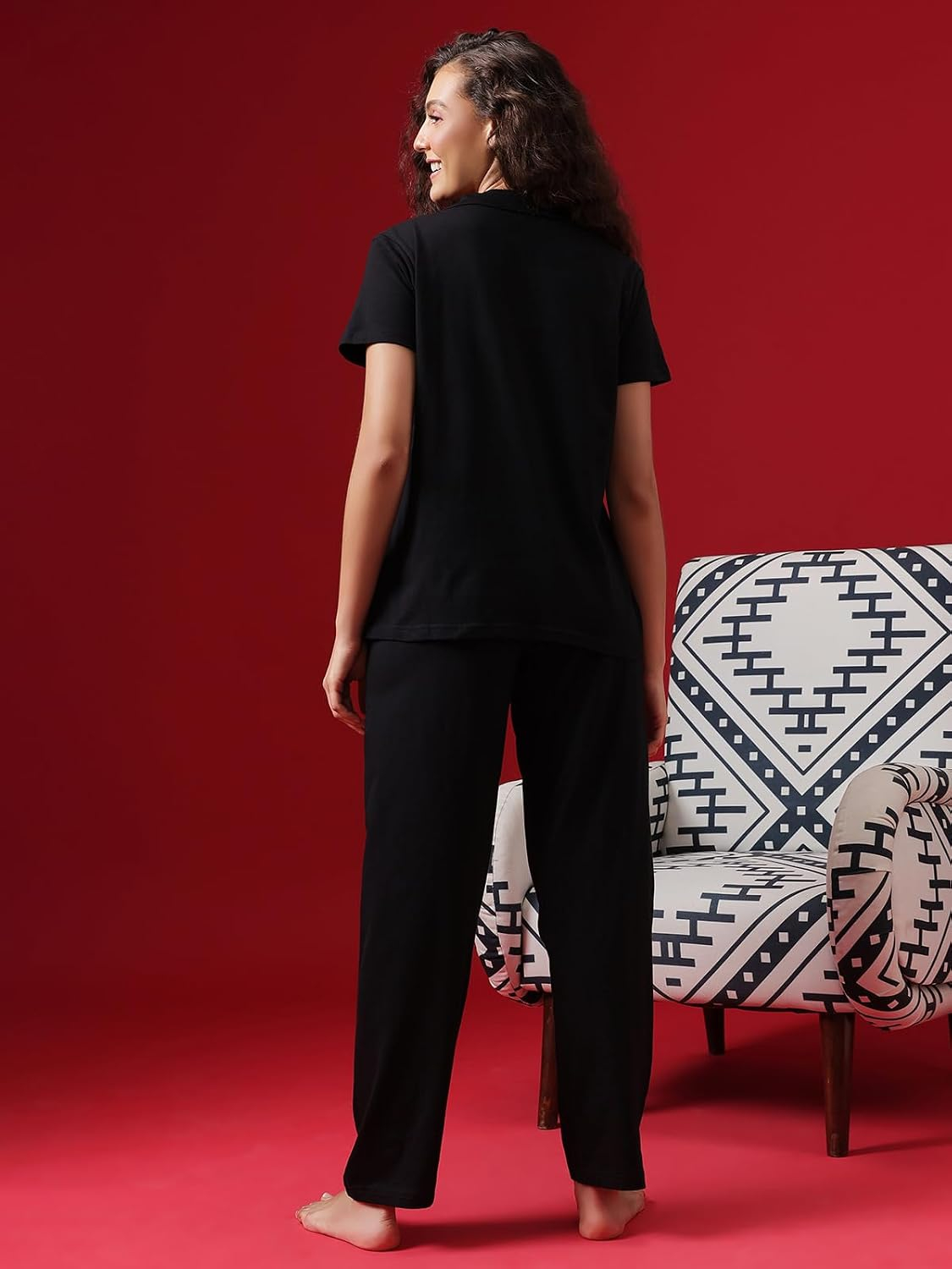 Women Cotton Button Down Pyjama Night Suit Set - Image 14