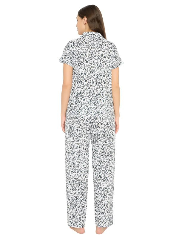 Women Cotton Button Down Pyjama Night Suit Set - Image 35