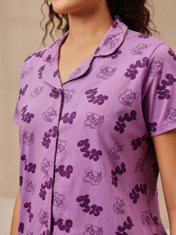 Women Cotton Button Down Pyjama Night Suit Set - Image 69